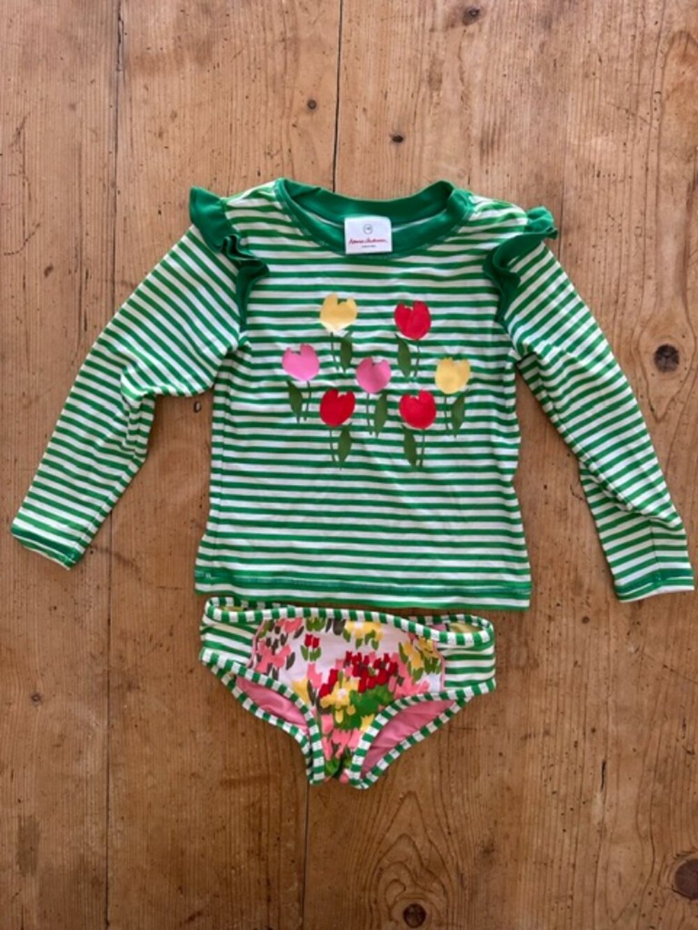 Hanna Andersson Girls 2 Piece Rashguard & Bottoms Size 5